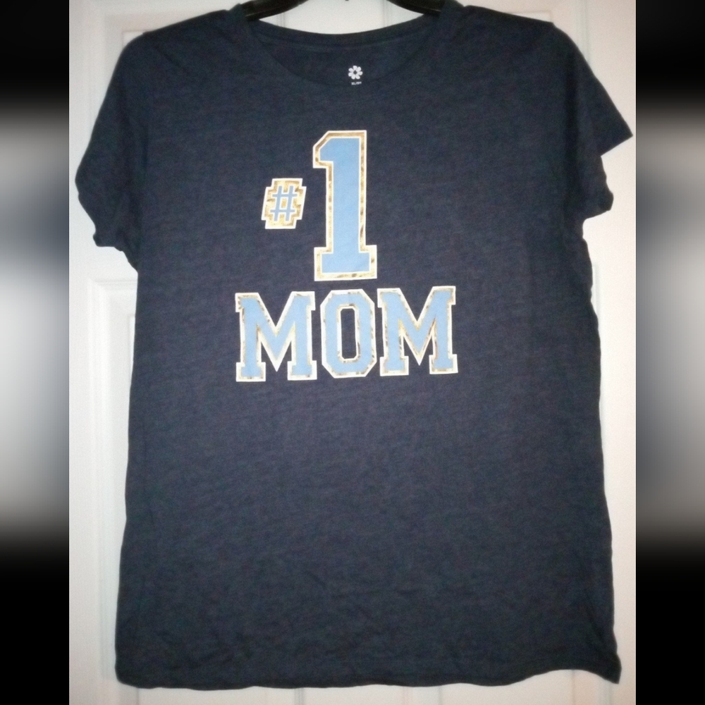 Walmart Brand Women's High-Rise Lounge Graphic Tee #1 MOM Navy Blue Size XL